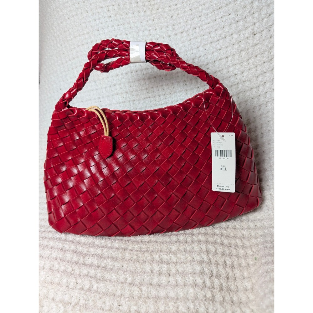 Anthropologie Red Woven Braided Hobo Shoulder Bag Handbag New With Tags